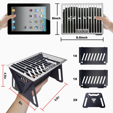 Bodkar Charcoal Grill packed in a backpack showing portable design