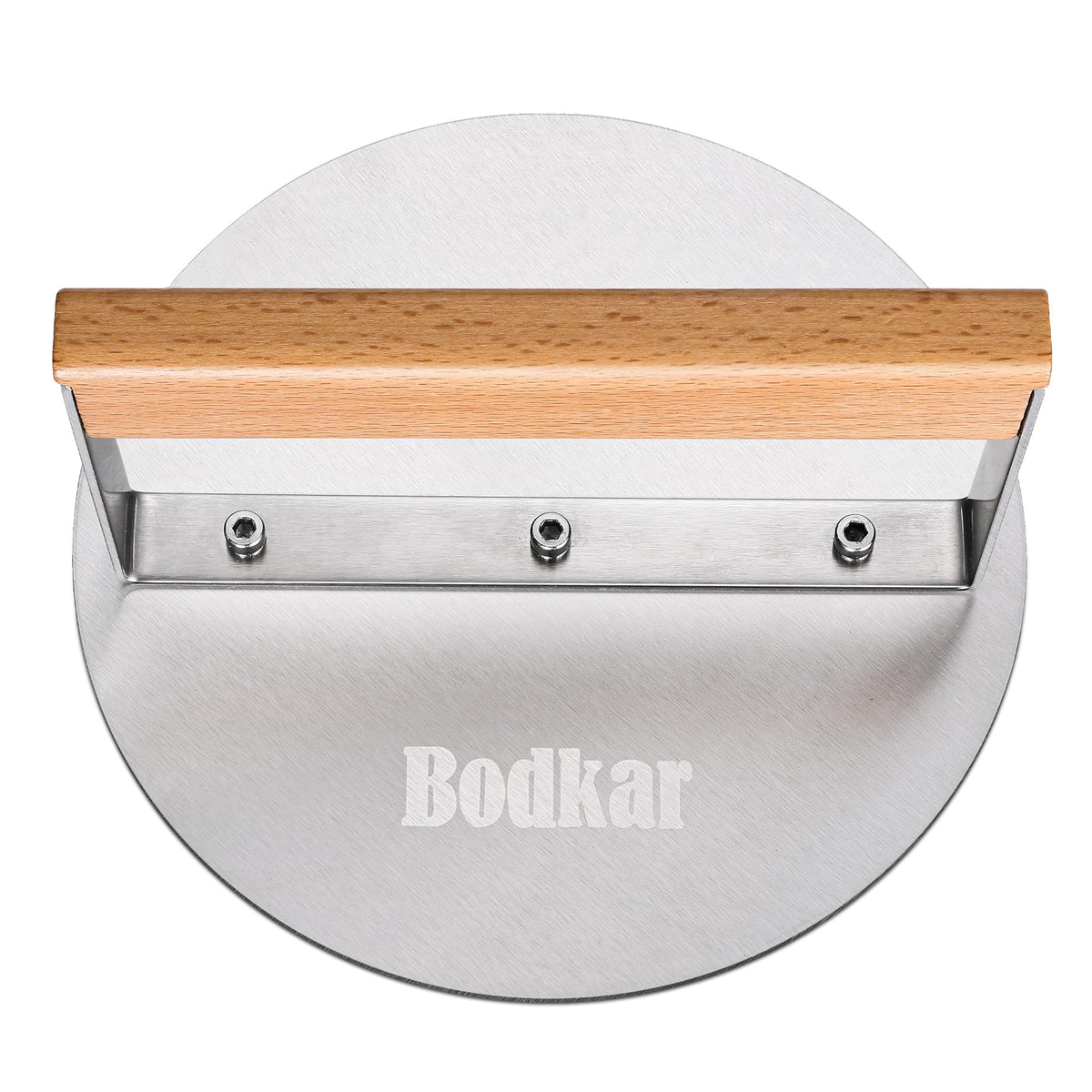bodkar burger press front view showing compact round design for even patties