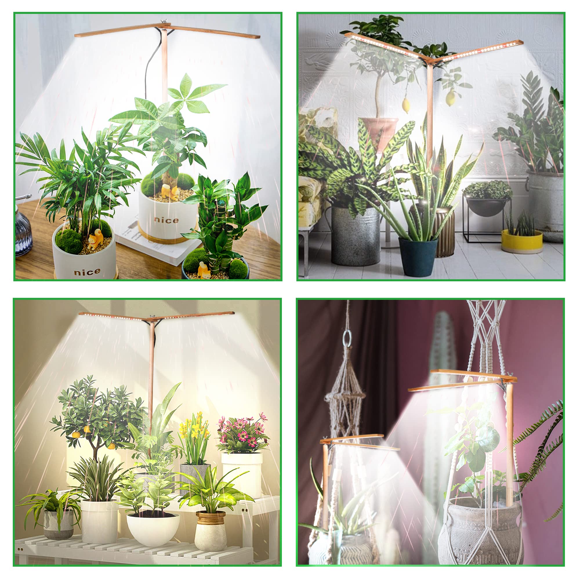 bodkar wooden grow light decorates corners while supporting plant growth in dim spaces.