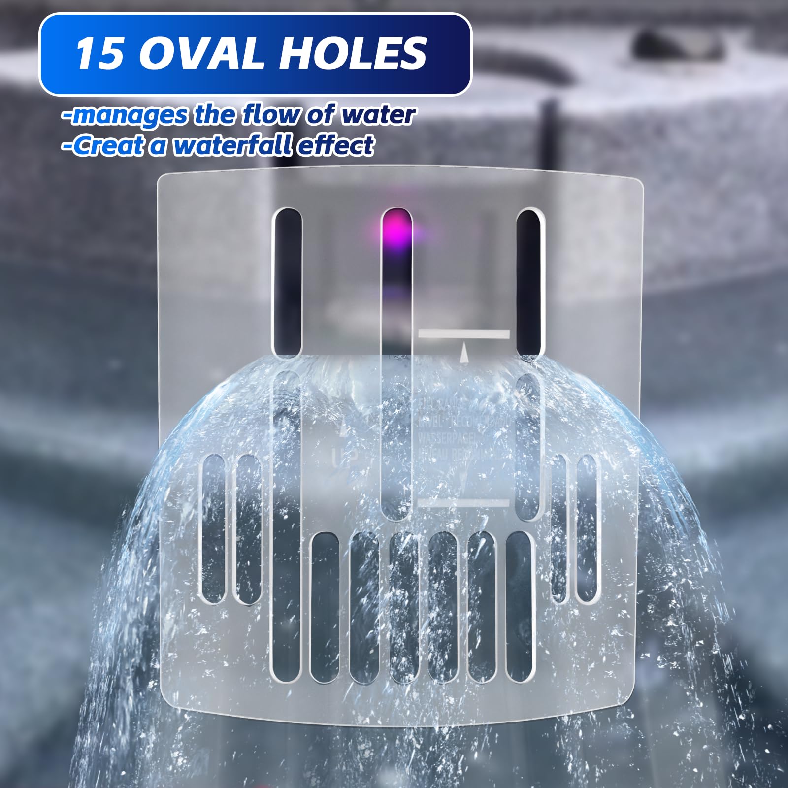 Bodoniy spa waterfall grate blocks debris to protect your filtration system.