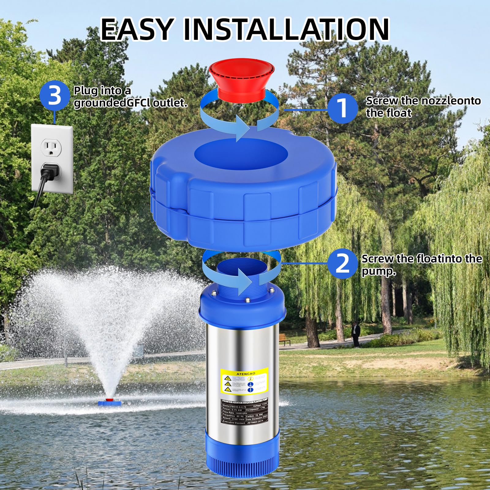 BOFEKTE dual-nozzle design suits daily aeration and ornamental water features