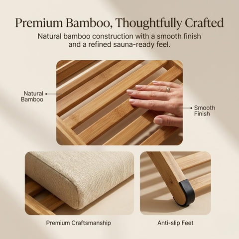 BOHÄY backrest anti-slip pads stabilize on a sauna bench
