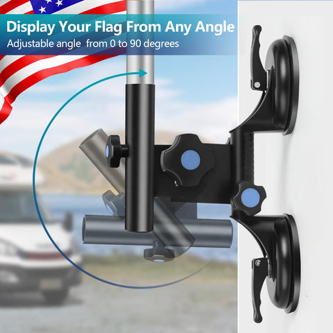 BOHMR angle-adjustable flag-pole mount enables 0-90 degree positioning for visibility
