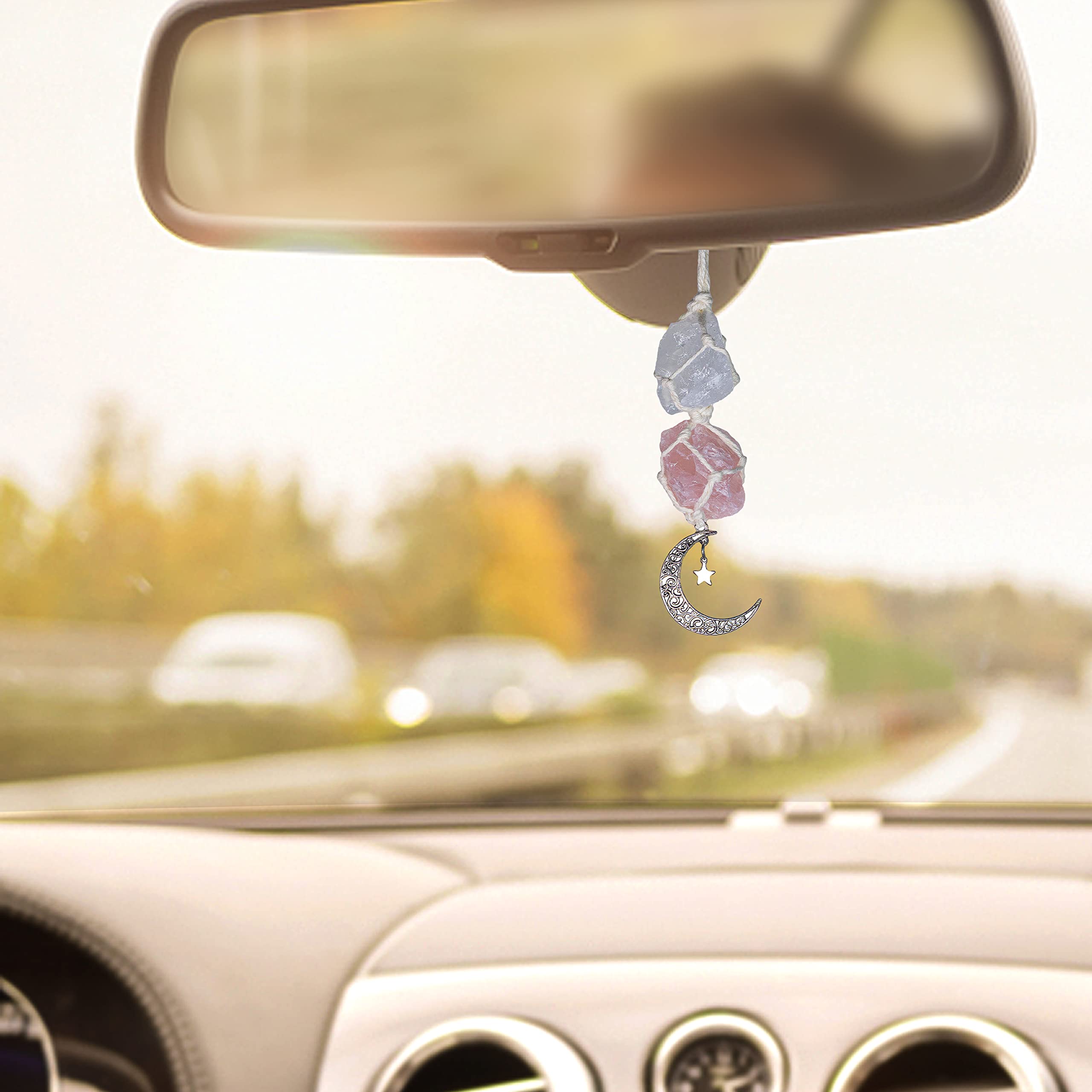 BOHO GARDEN dangling moon crystal adds calm and focus during daily commutes.
