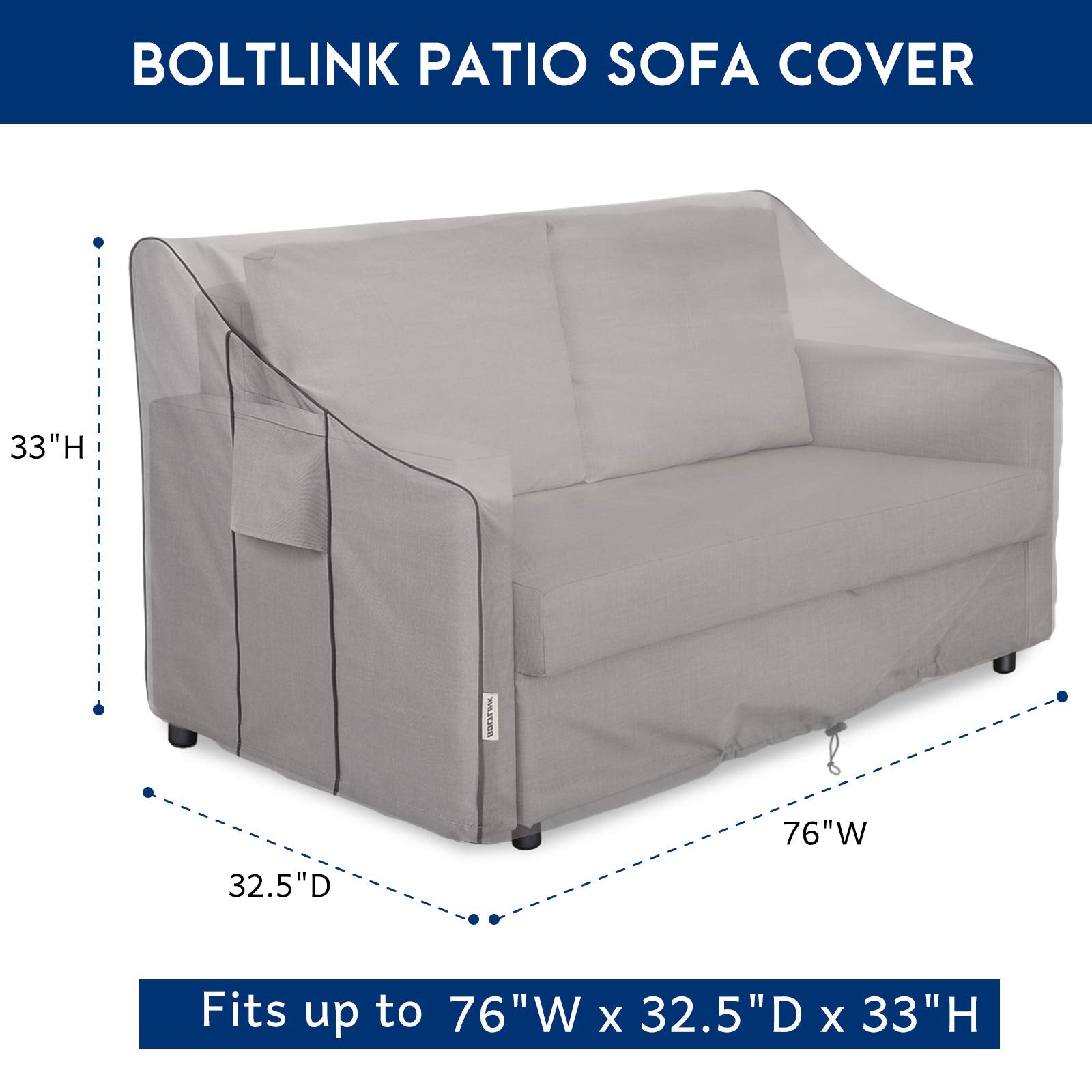 BOLTLINK windproof cover with buckles keeps the sofa secure in wind.