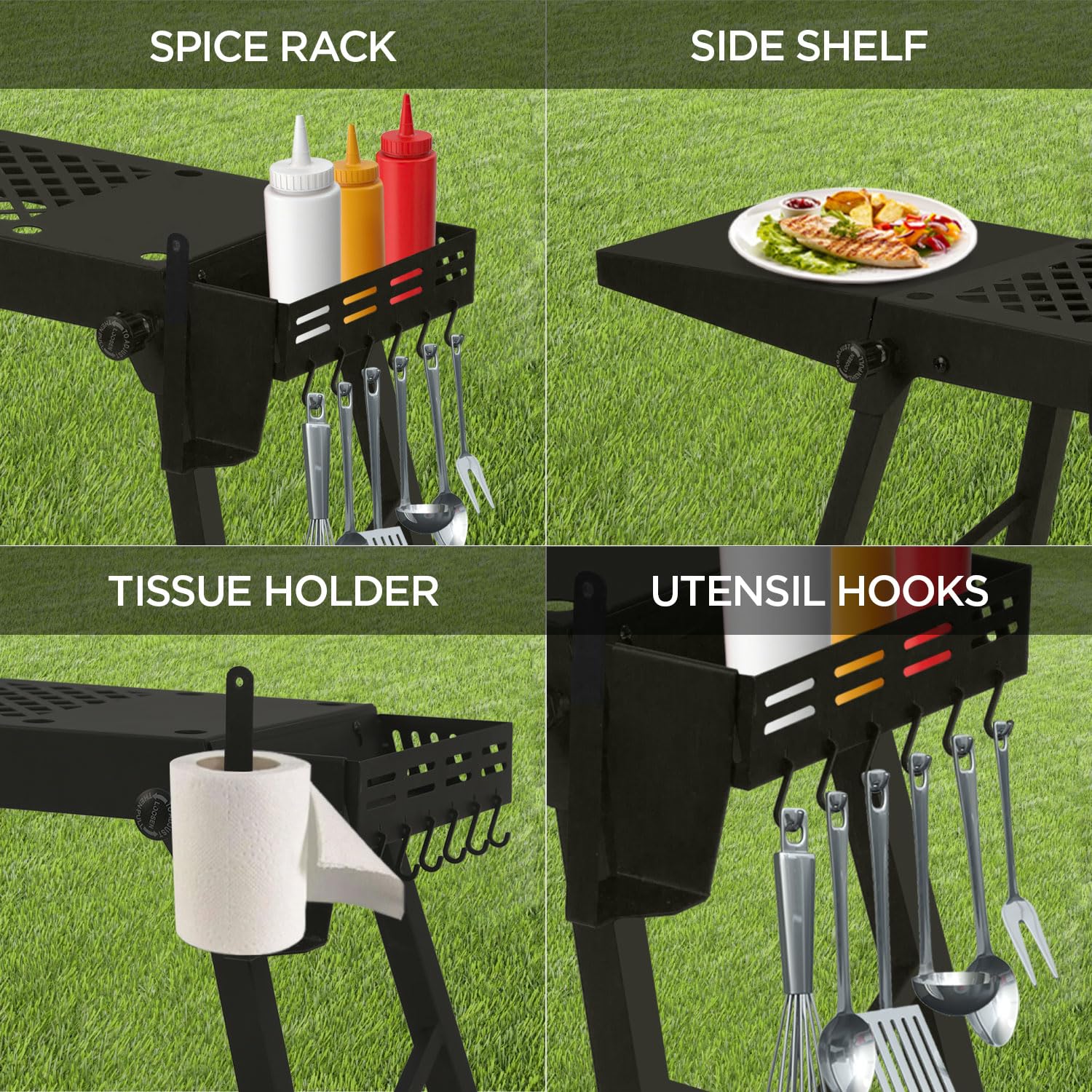 BoldWorks Griddle Stand folds into a compact portable case for travel