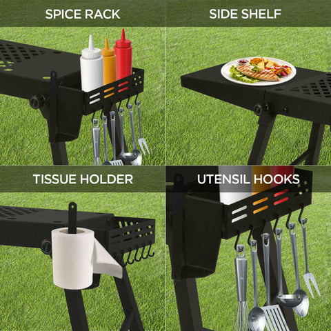 BoldWorks Griddle Stand folds into a compact portable case for travel