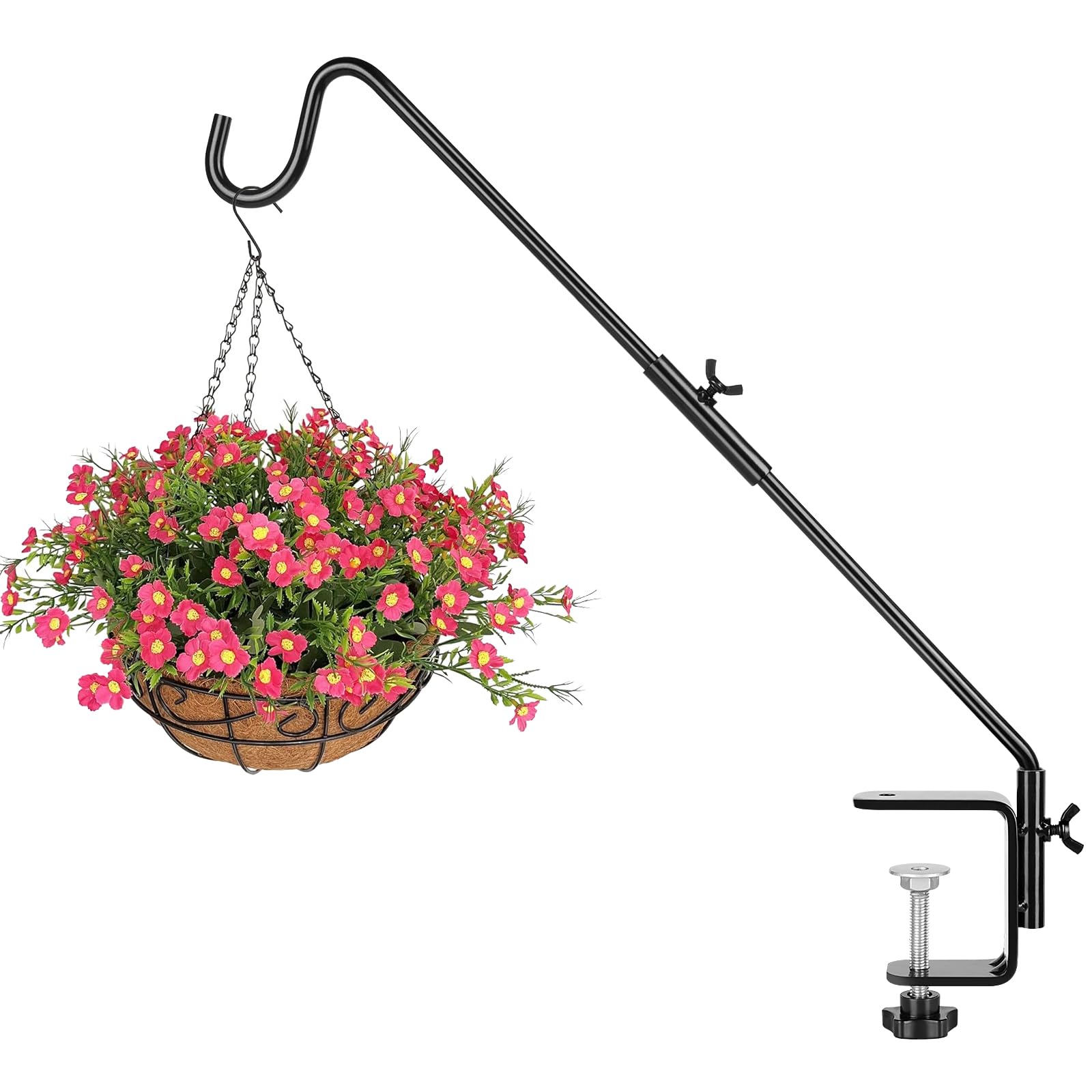 BOLITE 20-inch deck hook with 360-degree arm for versatile outdoor hanging and decor use