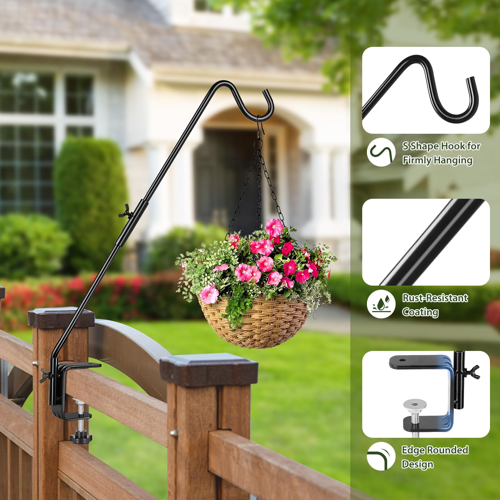 BOLITE bird feeder hanger on the porch keeps feeders away from the deck for tidier spaces