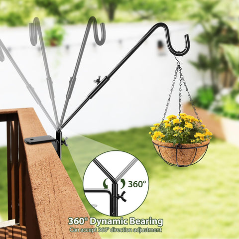 BOLITE deck hook supports bird feeders on porch rails.