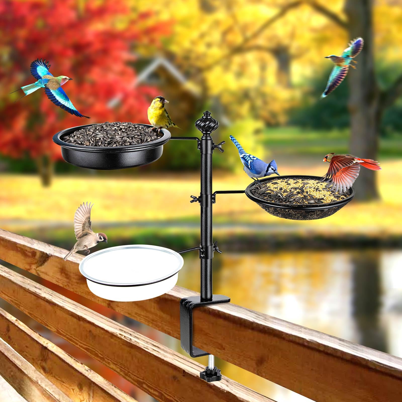 BOLITE deck feeder features weather-resistant black powder coating for outdoors.