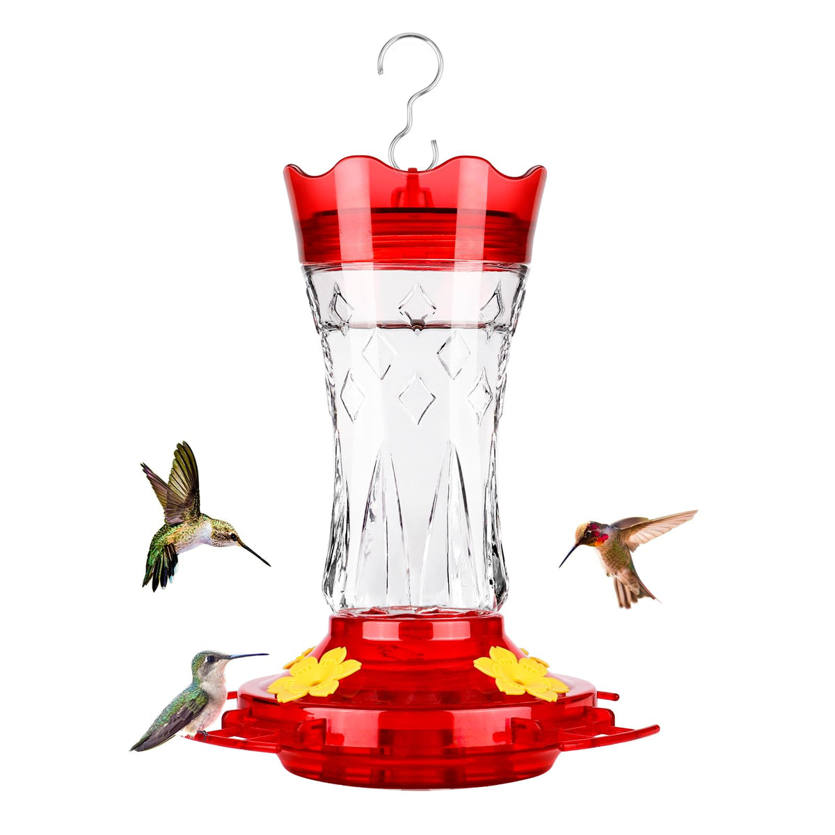 BOLITE Glass Hummingbird Feeder with star decor attracts birds to your garden softly