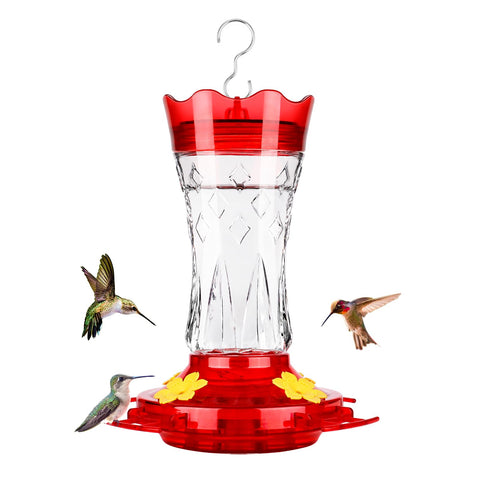 BOLITE Glass Hummingbird Feeder with star decor attracts birds to your garden softly