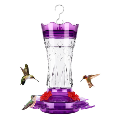 BOLITE glass hummingbird feeder with star decor for easy nectar viewing.