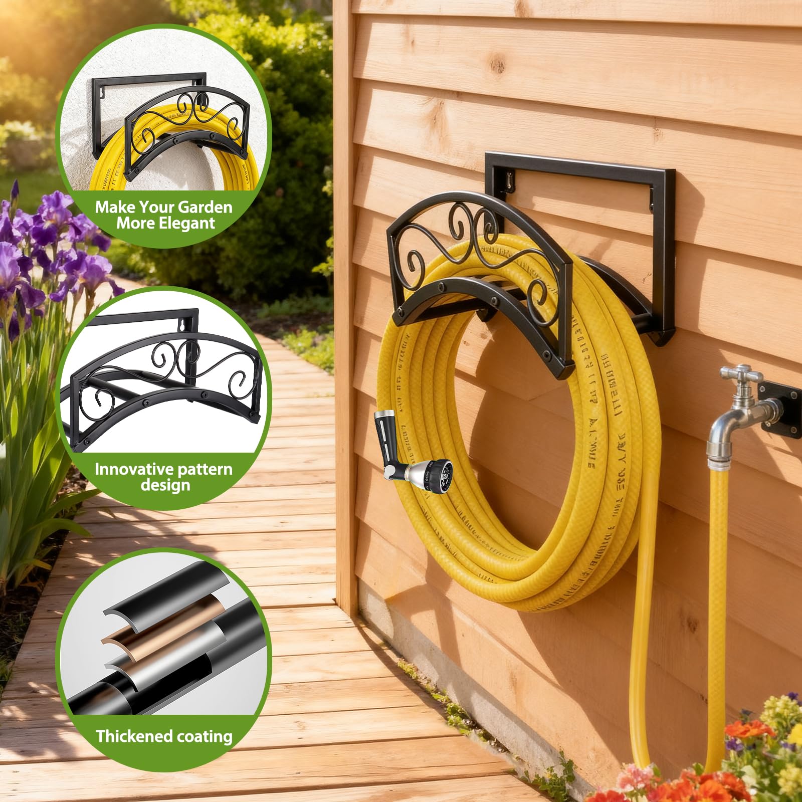 BOLITE heavy-duty metal hose holder ensures durable yard storage