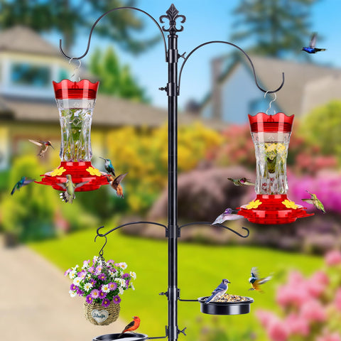 Bolite feeder shows four bee guard ports with perches for birds