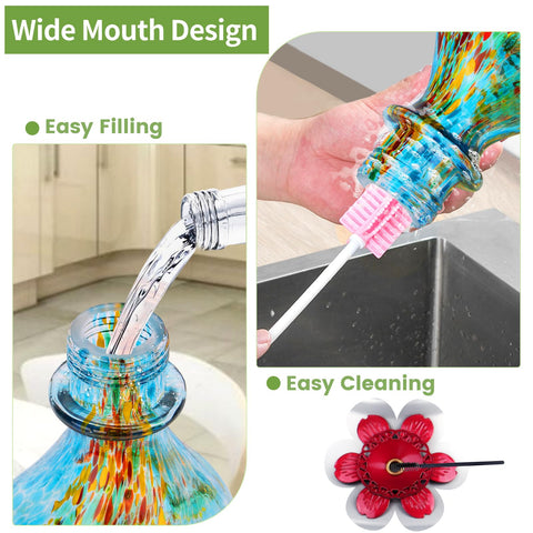 Blue hand-blown glass design adds color and charm to outdoor spaces