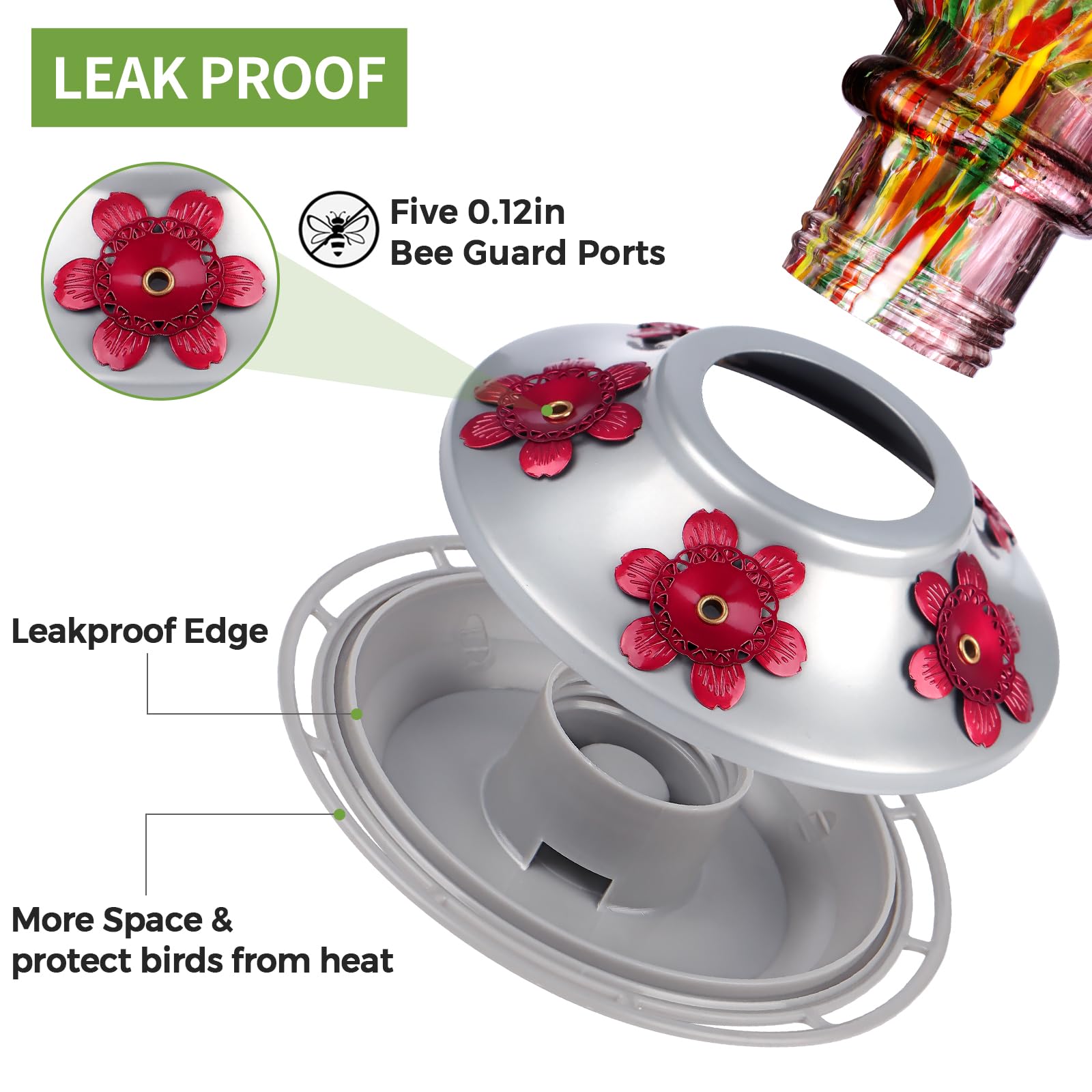 BOLITE five-port hummingbird feeder offers multiple feeding spots