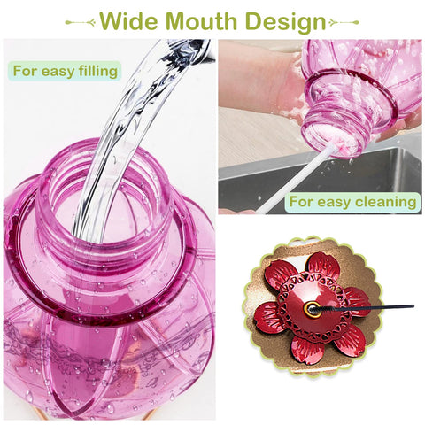 Bolite feeder with five red flower ports supports multiple birds per visit.