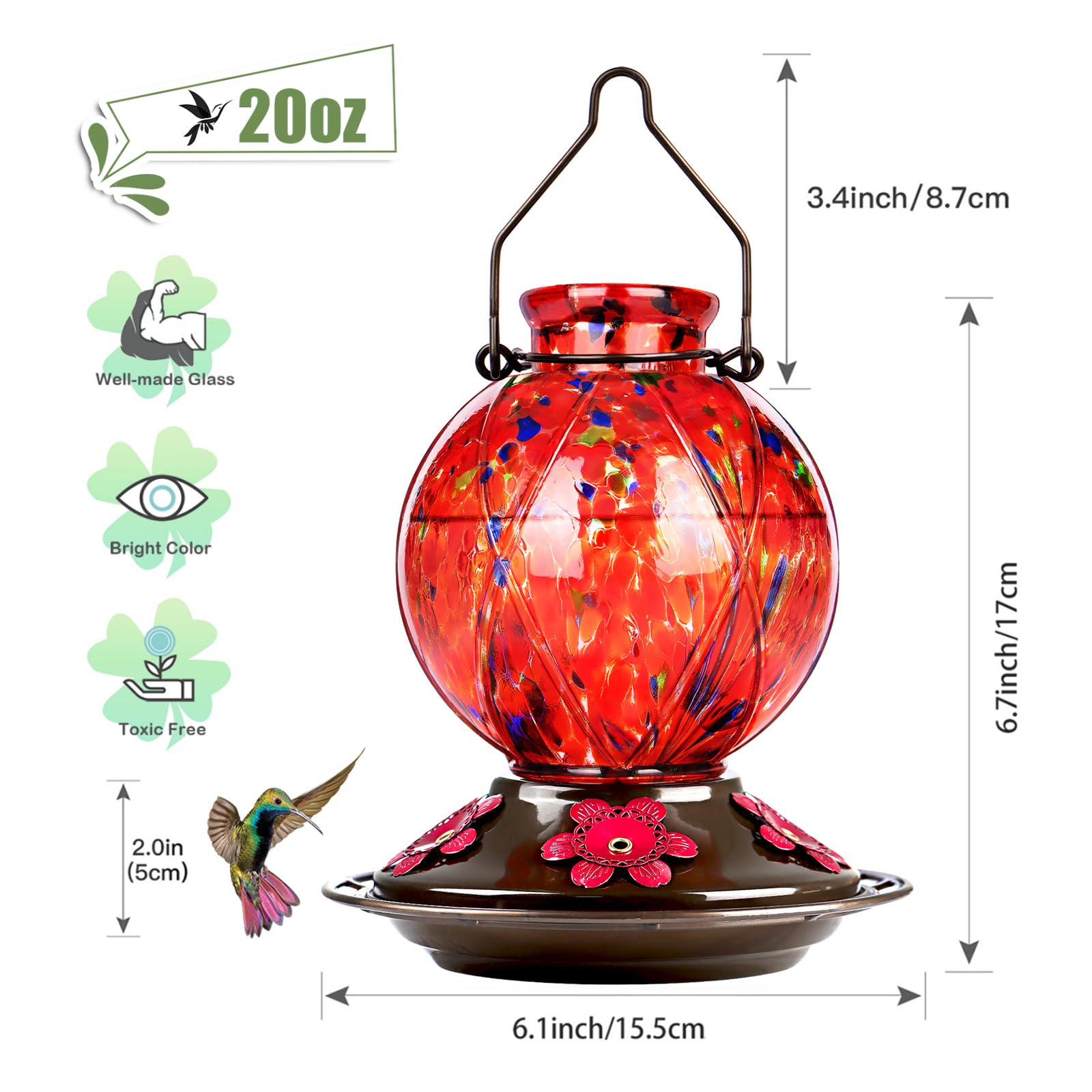 BOLITE hummingbird feeder enhances outdoor décor and invites birds