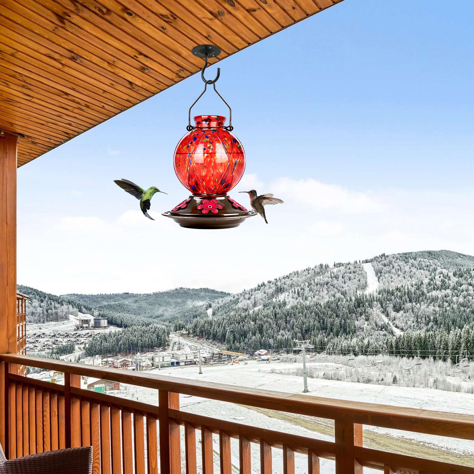 BOLITE hummingbird feeder outdoor hanging design adds color to your patio