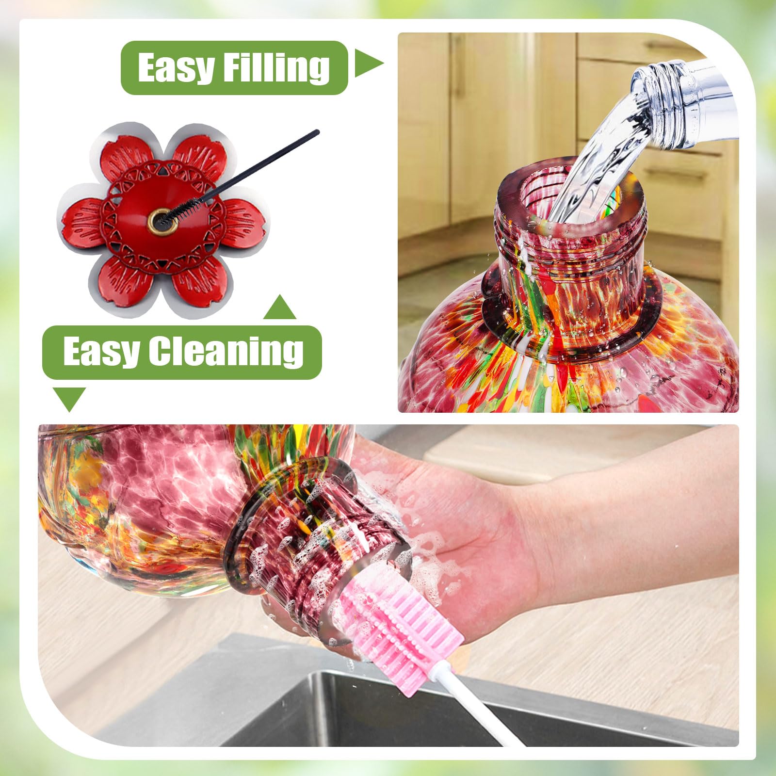 BOLITE 22-ounce nectar capacity reduces refills during bird visits.