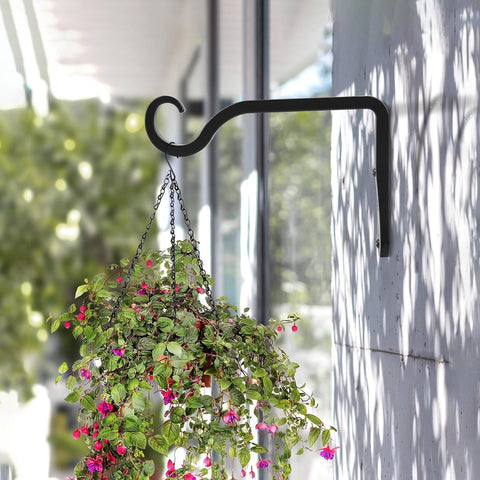 BOLITE wall hook for hanging planters and feeders in garden spaces.