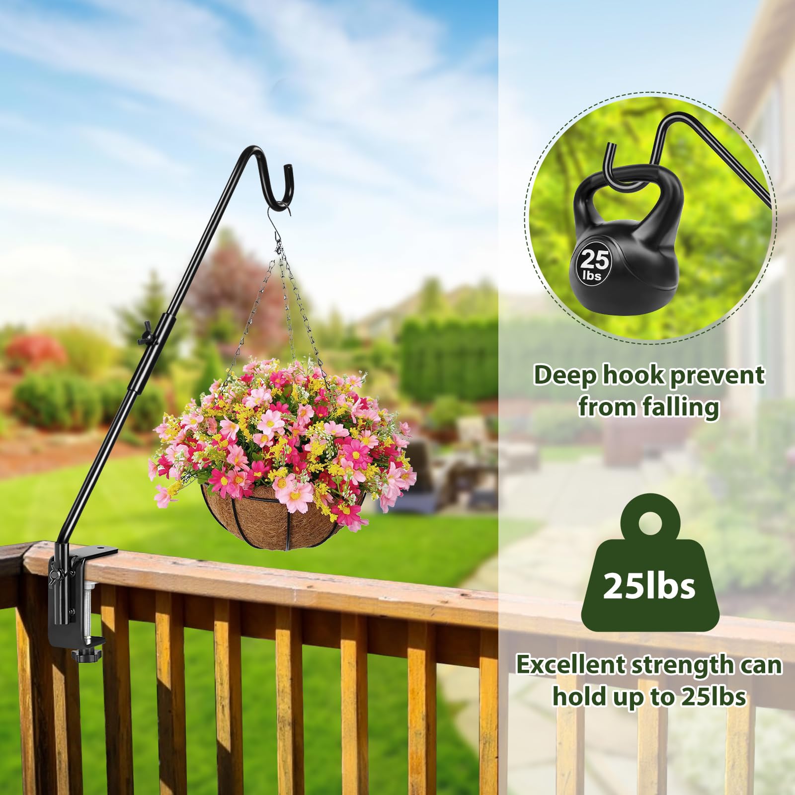 BOLITE wind chimes displayed securely on adjustable arm.