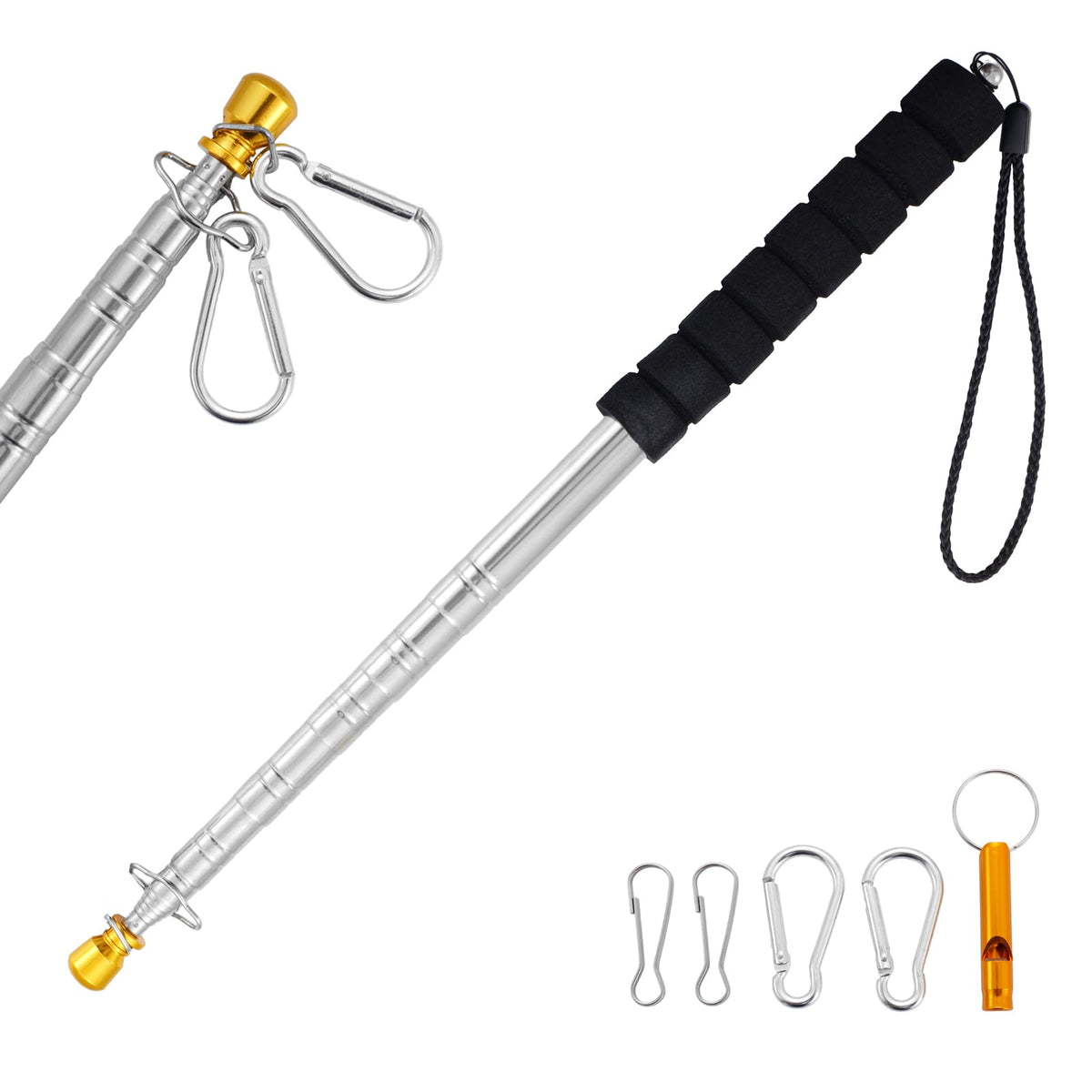 Boliyoooki extendable flag pole fully extended for high visibility in crowds.