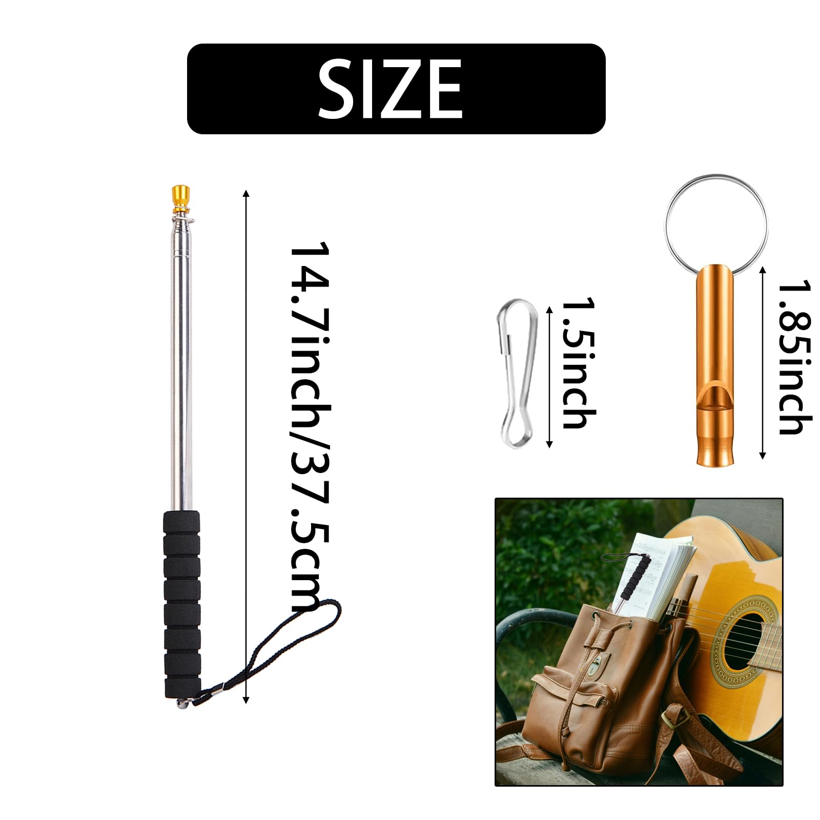 Boliyoooki portable flag pole includes clips and whistle for quick setup.