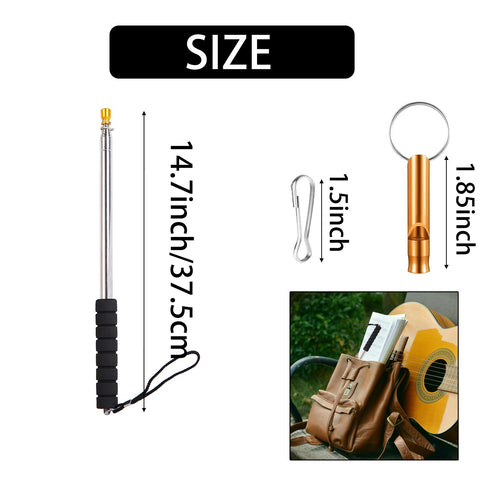 Boliyoooki portable flag pole includes clips and whistle for quick setup.