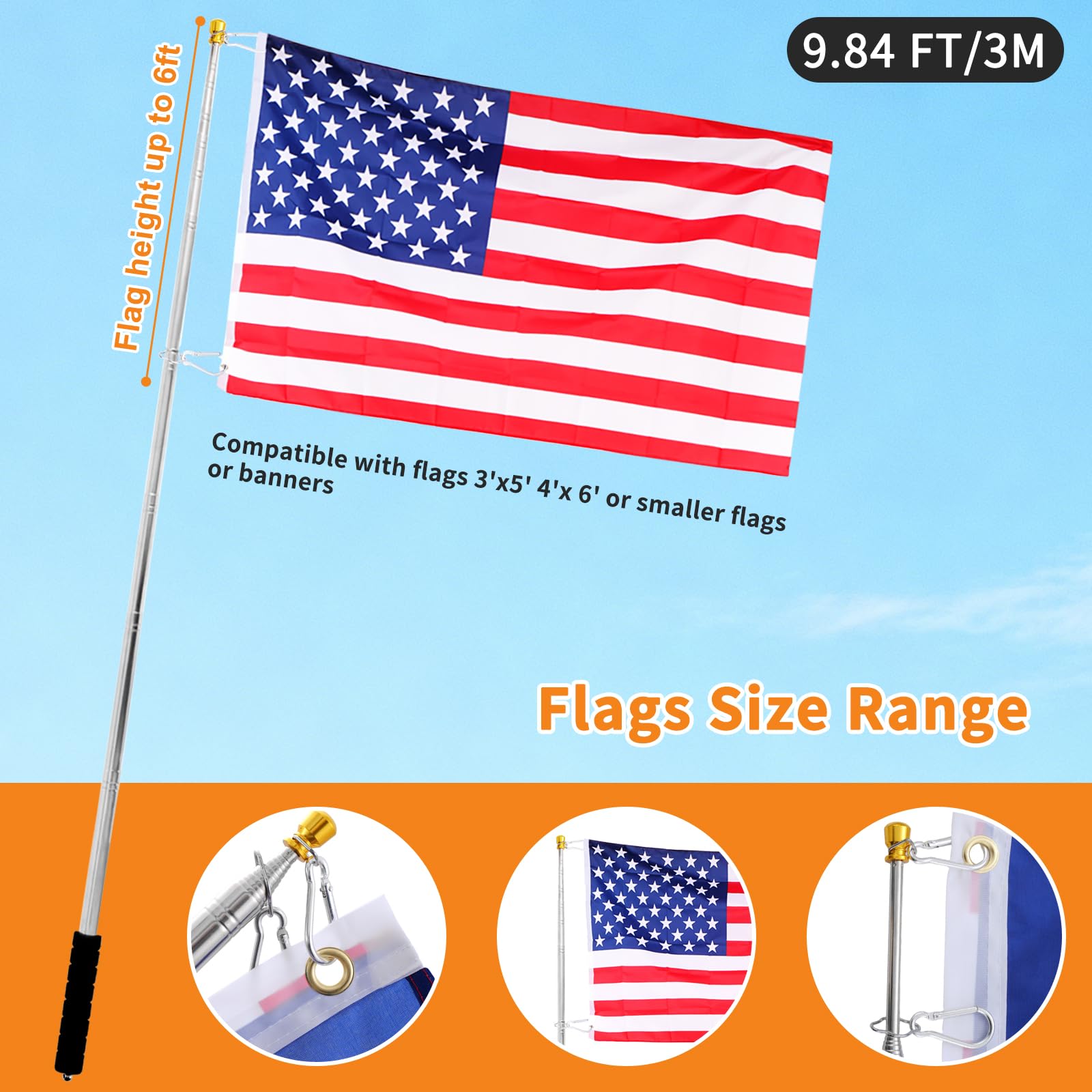 Boliyoooki lanyard keeps the flag pole handy and secure during tours.