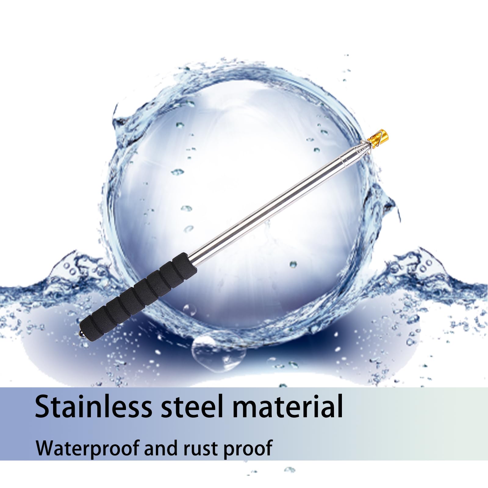 Boliyoooki 9.8ft pole expands from 1.23ft to 9.8ft for versatile use.