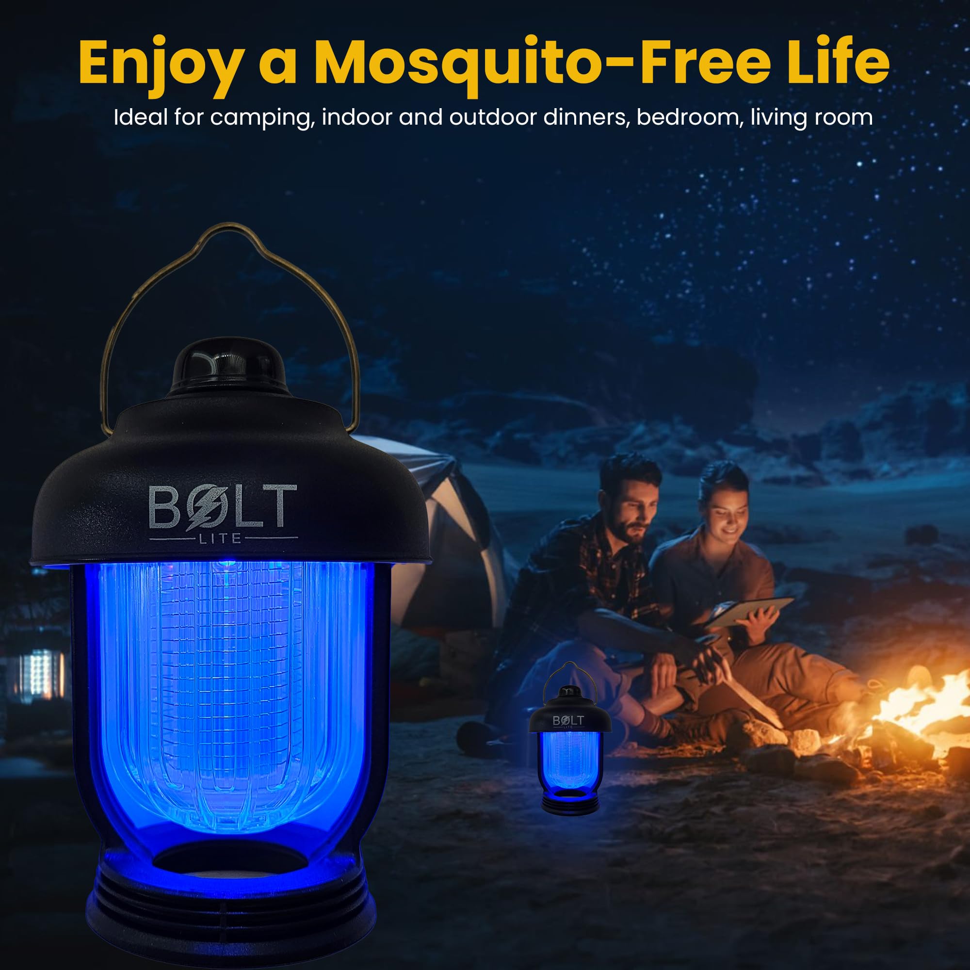 Bolt LITE camping lantern bug-zapper demonstrates built-in insect control for pest-conscious nights
