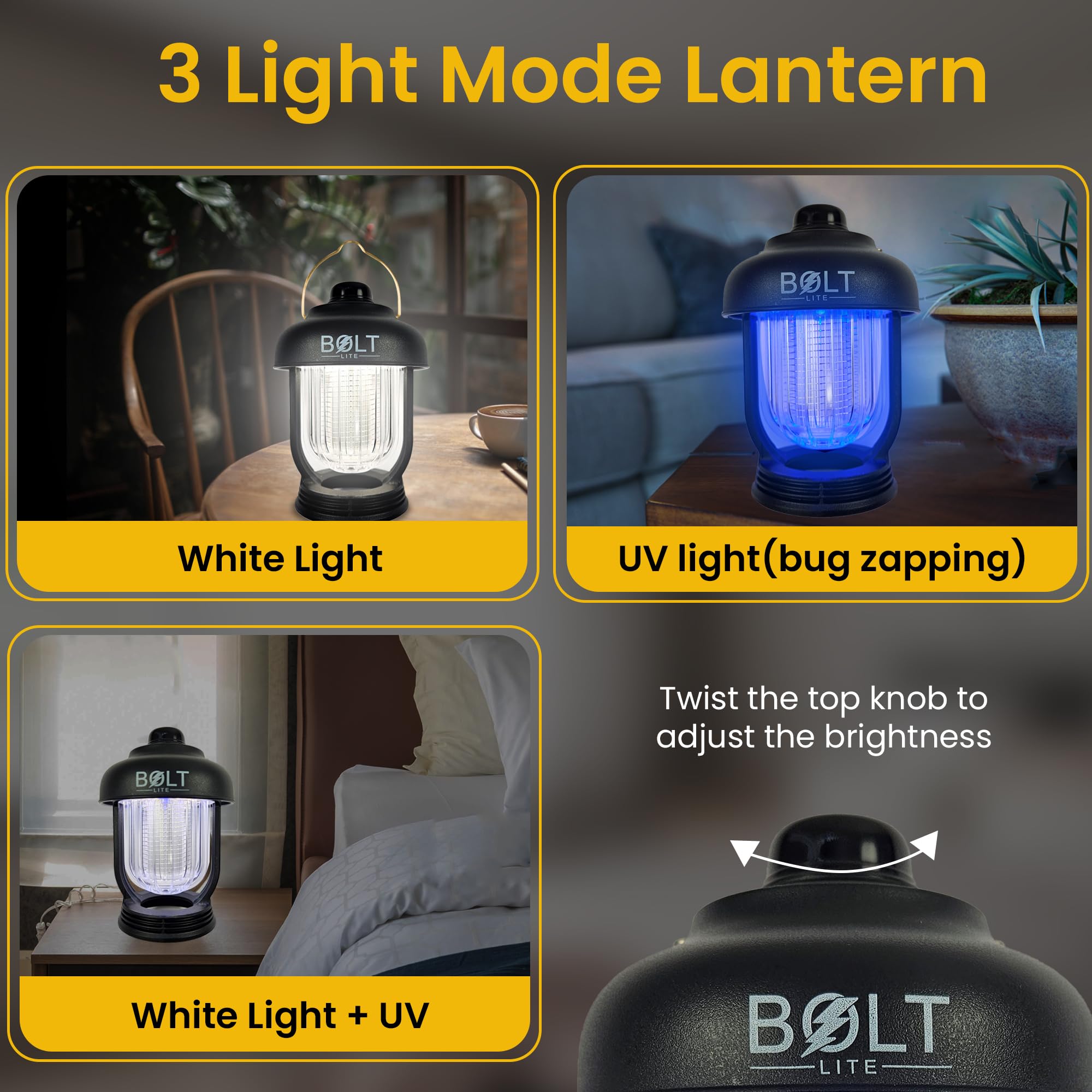 Bolt LITE camping lantern hanging-handle enables hands-free overhead lighting
