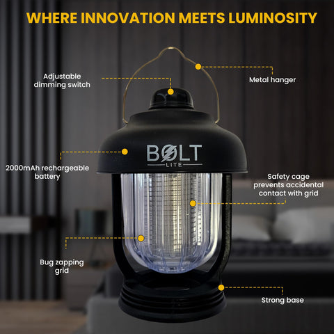 Bolt LITE camping lantern rechargeable-2000mah shows USB charging for on-the-go power