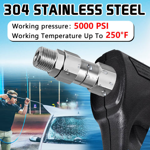 Boltigen 360-degree swivel demo shows effortless hose rotation.