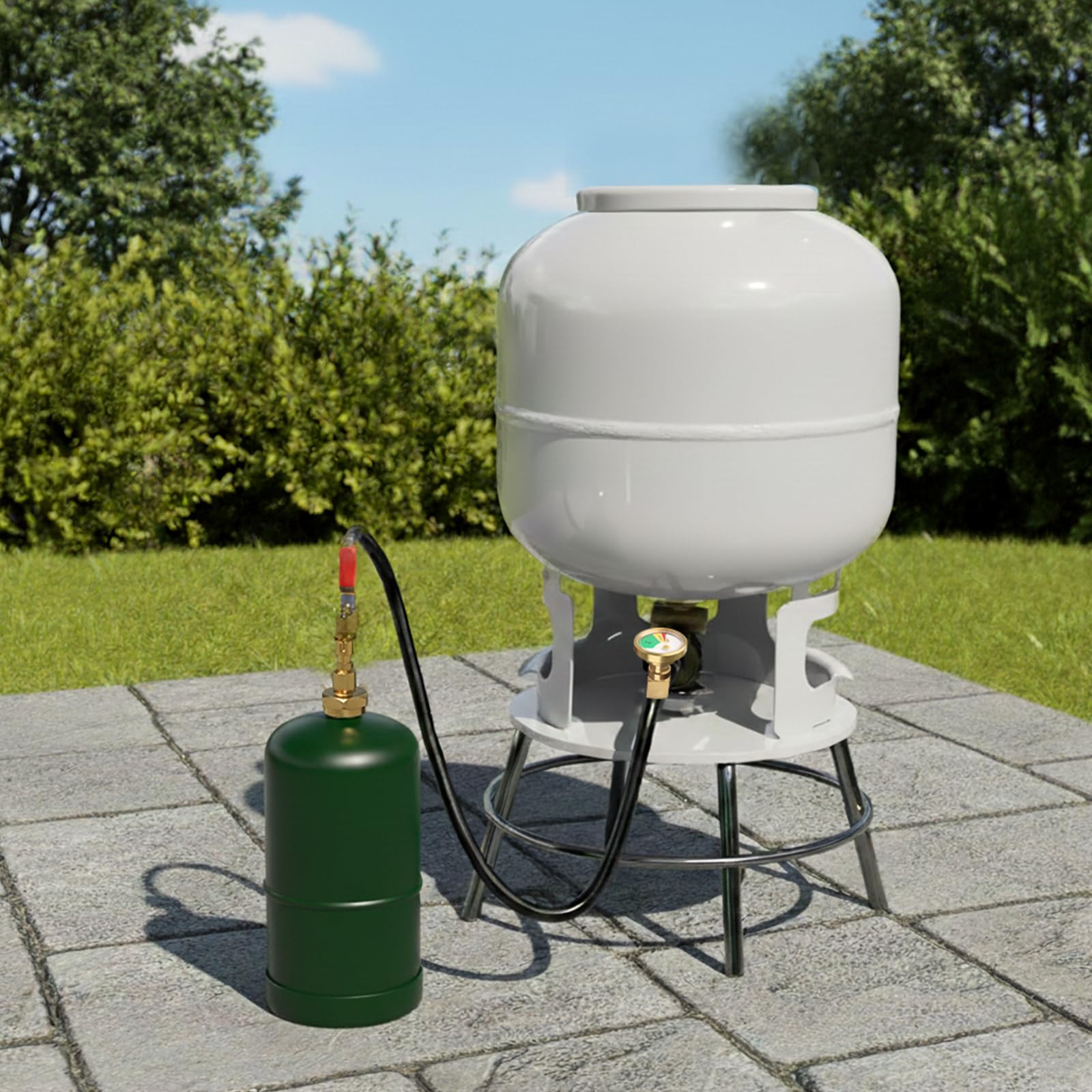Boltigen 36in hose shown for flexible refilling from a large tank