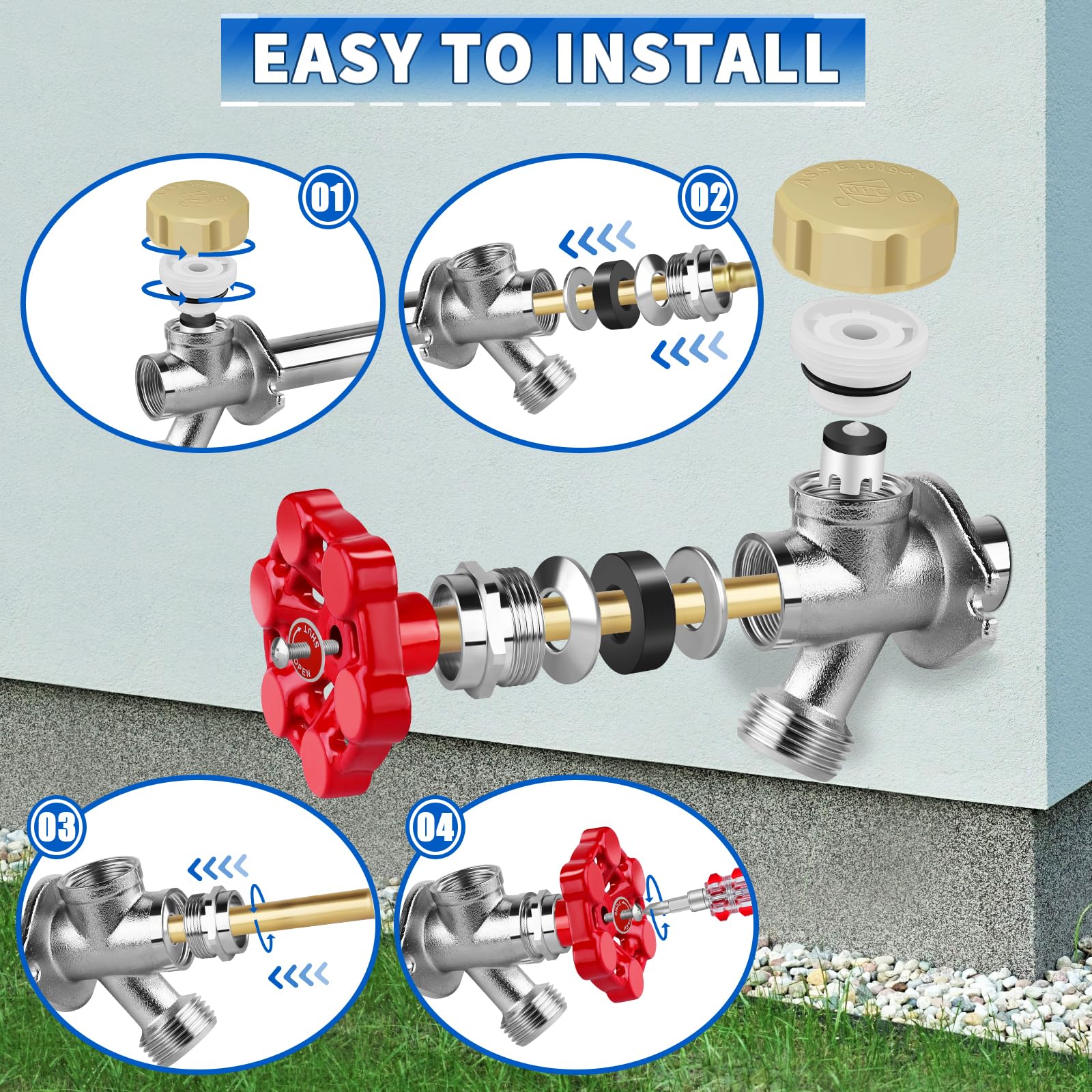 Boltigen anti-siphon frost-free sillcock valve repair compatible with ASSE 1019-A