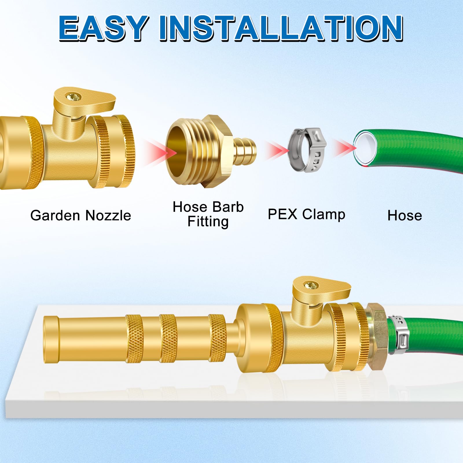 Boltigen brass adapter assembly ready for PEX piping and irrigation.