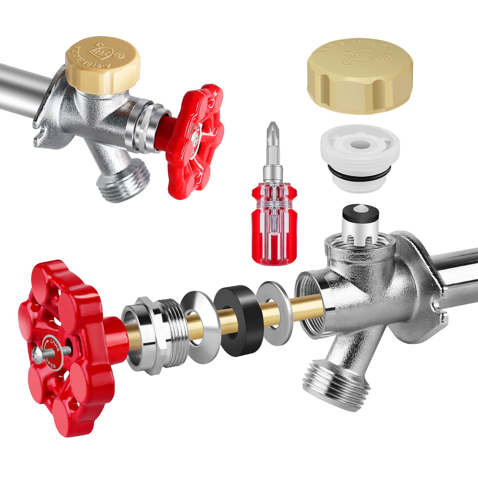 Boltigen outdoor faucet repair kit vacuum breaker installed on a sillcock for anti-siphon protection and leak prevention