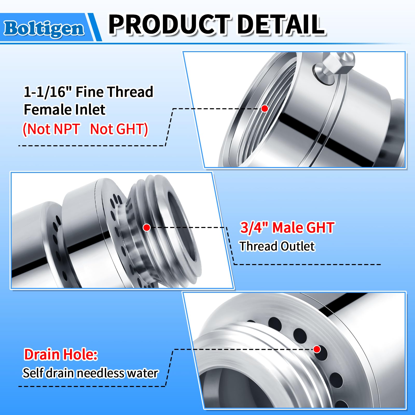 Boltigen PK1390 self-draining feature helps prevent freezing in winter.