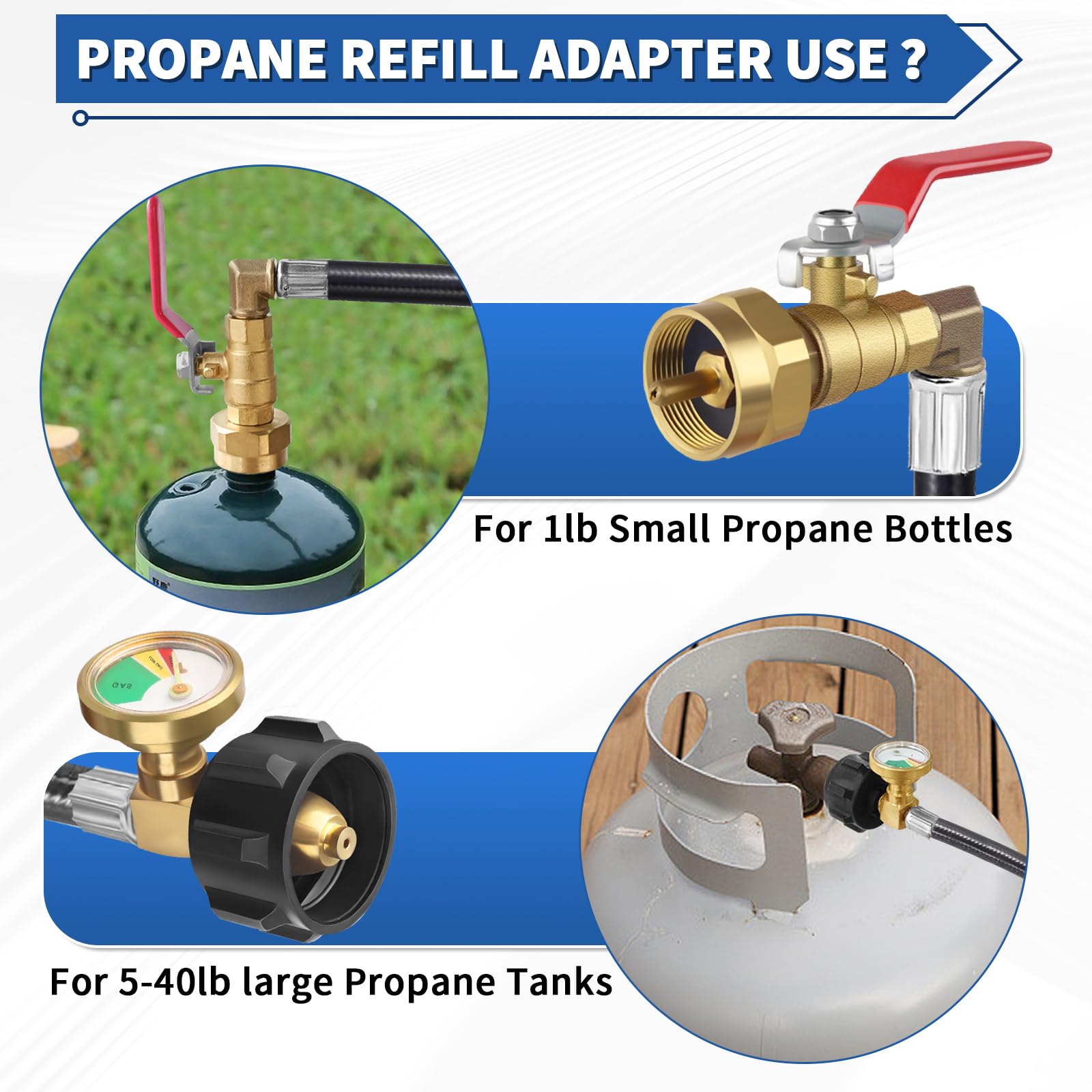 Boltigen QCC1 connector attaches to the large propane tank