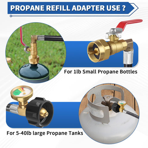 Boltigen QCC1 connector attaches to the large propane tank
