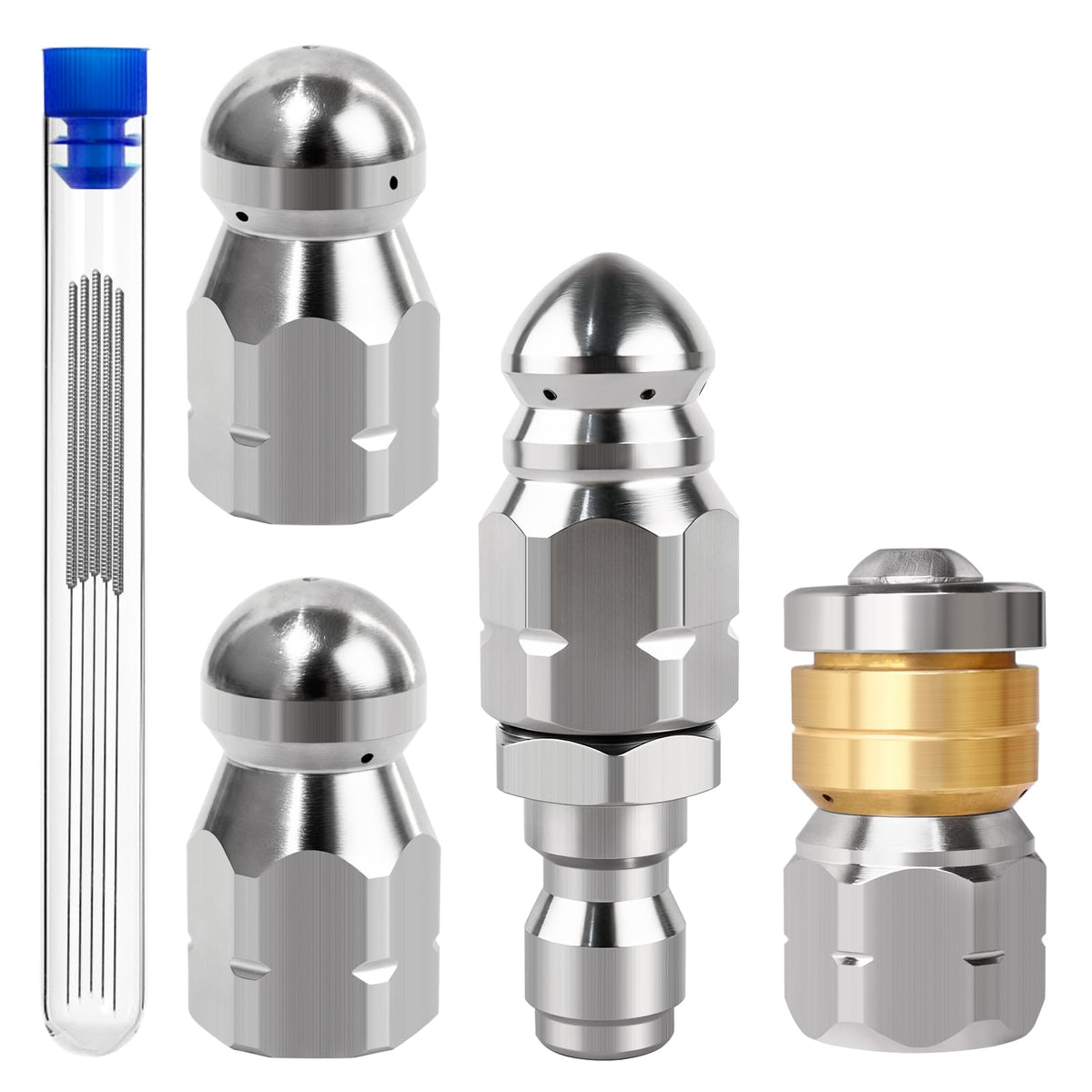 Boltigen pointed nozzle for powerful forward debris removal