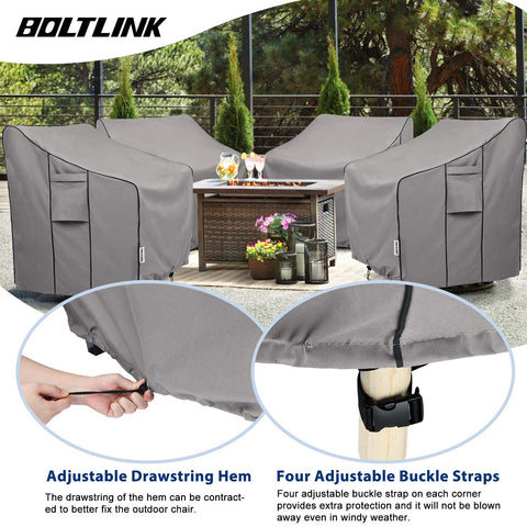 Adjustable hems and windproof straps on Boltlink chair cover secure fit
