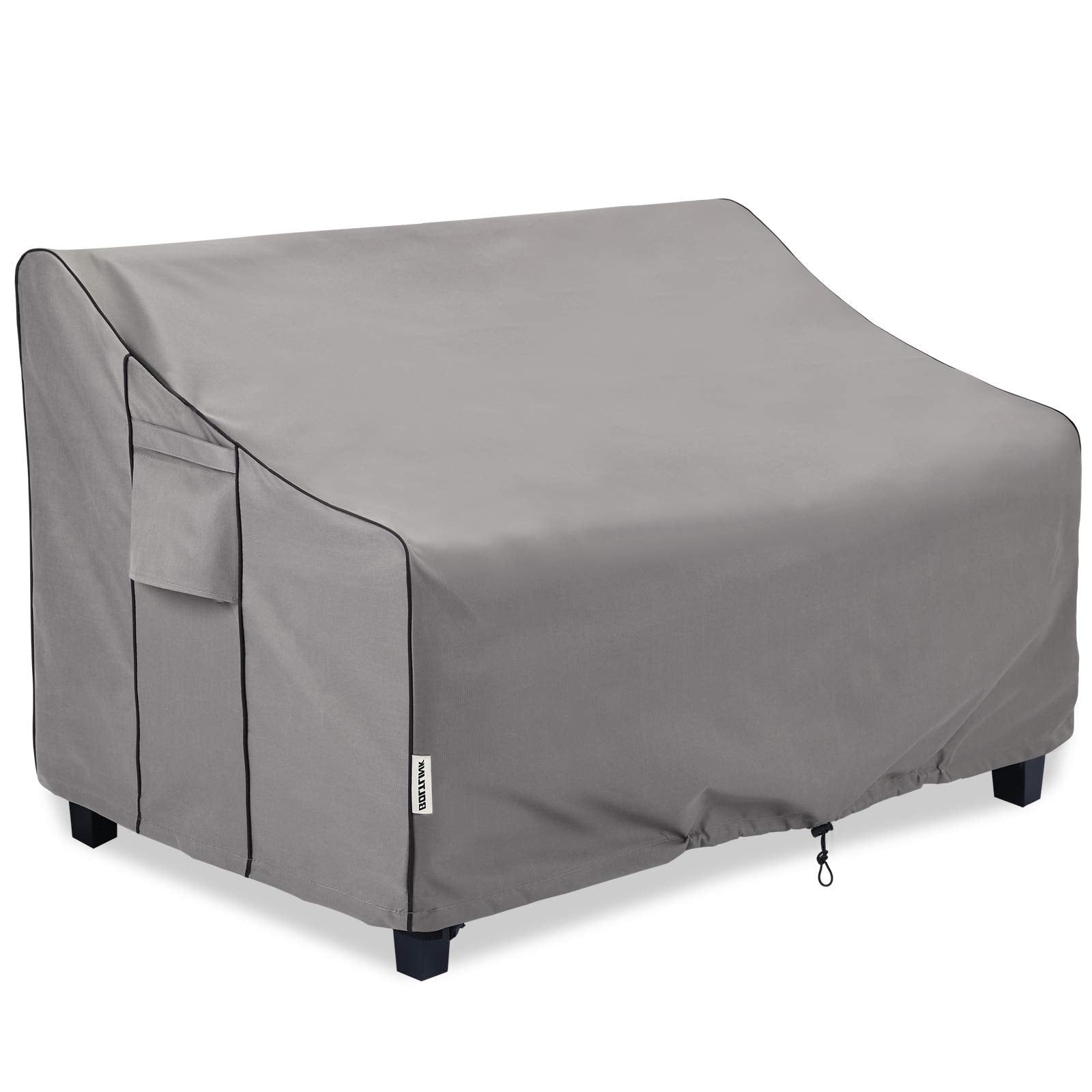Boltlink outdoor sofa cover showing a 55W x 33D x 38H fit on a sofa for durable protection