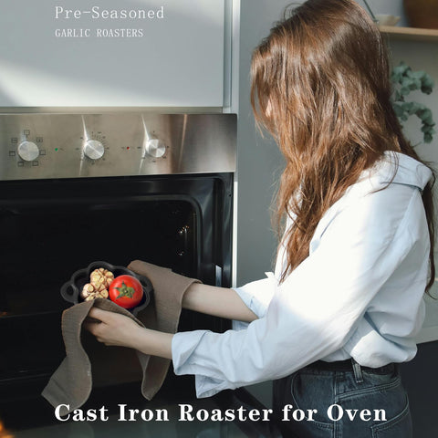 BOLVOUD Cast Iron Smoker Roaster wood chips setup ready for smoky flavor
