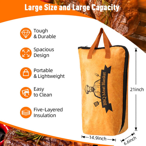Bolycen BBQ Blanket wide-mouth design eases large meat placement.