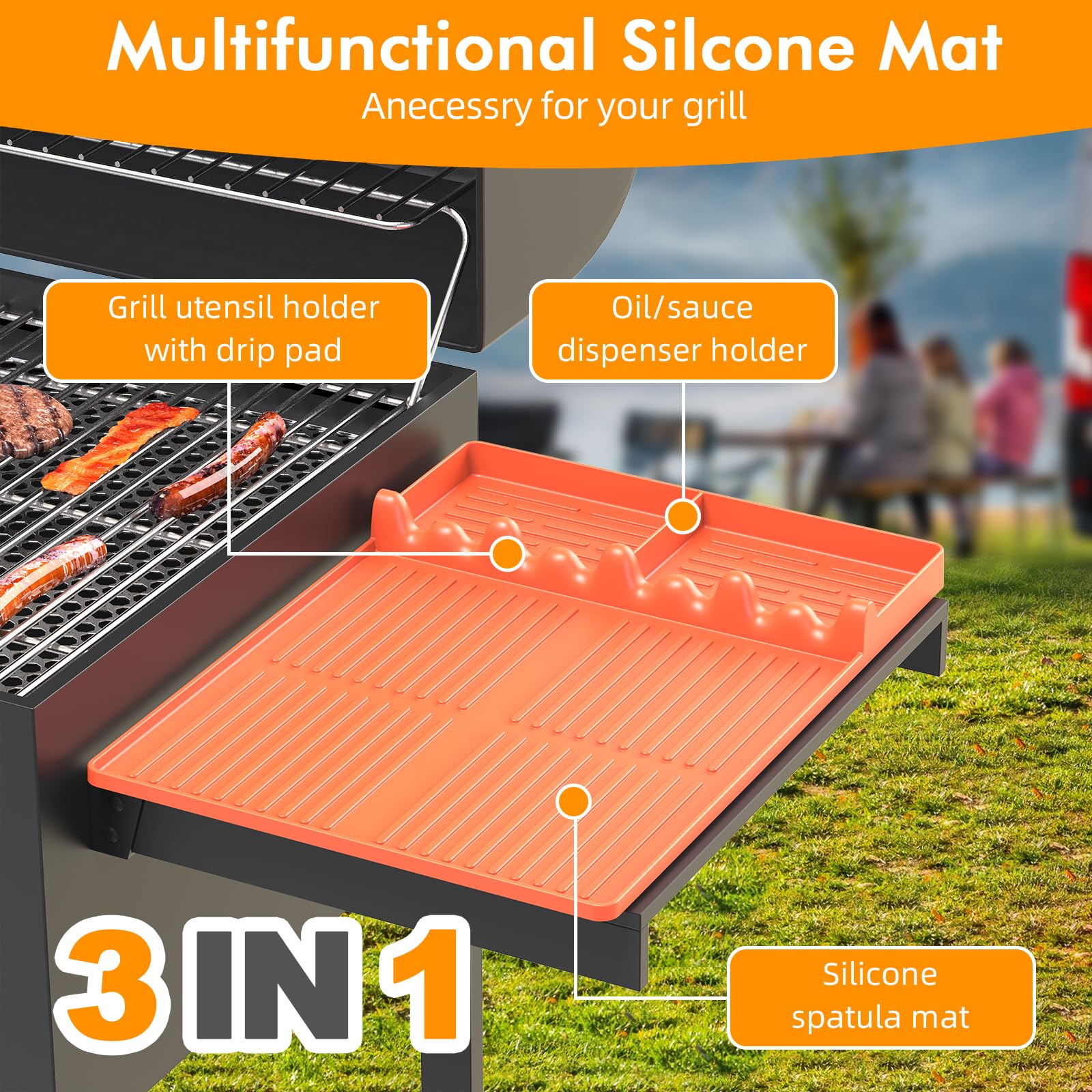 Bolycen mat works with Blackstone and Weber grills for versatile setup.